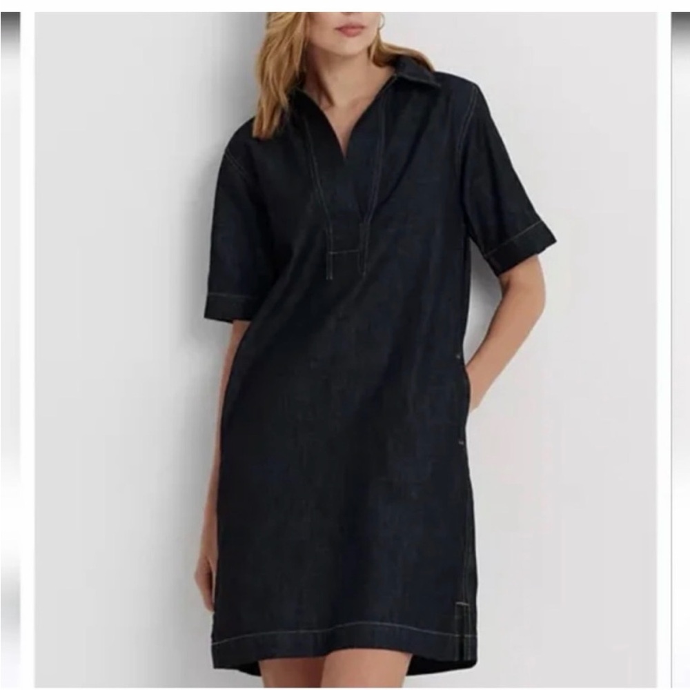 Lauren Ralph Lauren Black Short-Sleeve Shift Dress
